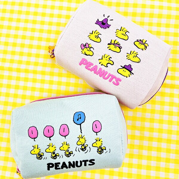 スヌーピー ウッドストック パフプリントミニポーチ アイボリー SNOOPY