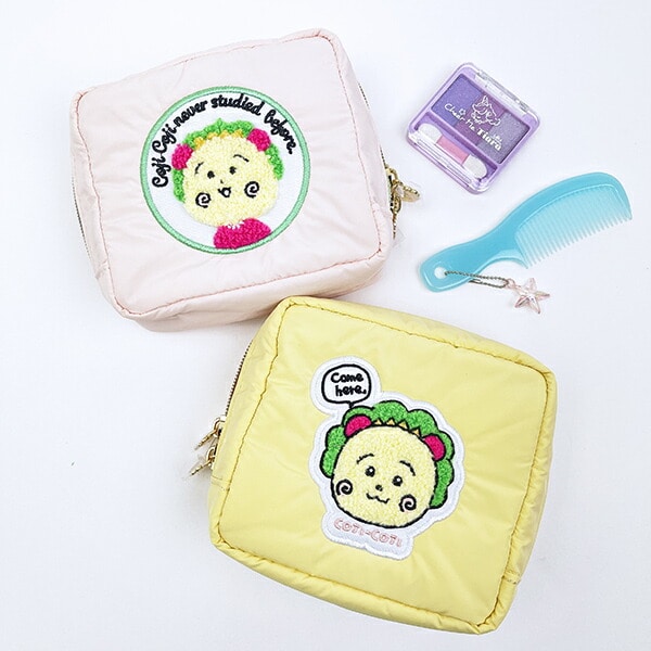 コジコジ スクエアサガラ刺繍ポーチ ピンク