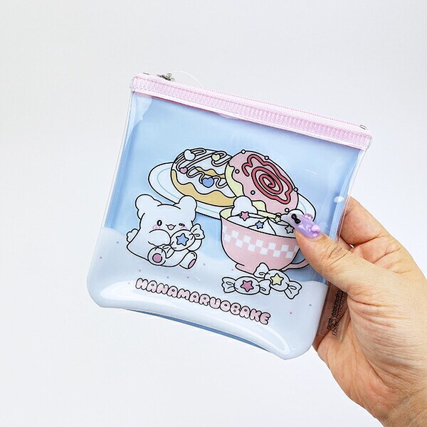 サンリオ はなまるおばけ フラットスクエアポーチ ブルー Sanrio