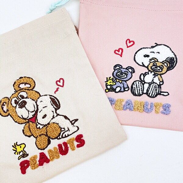 スヌーピー サガラ刺しゅう巾着 パステル SNOOPY