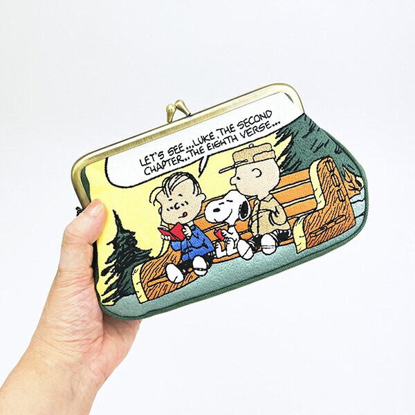 スヌーピー 畳刺繍ペンポーチ がま口 ピクニック SNOOPY