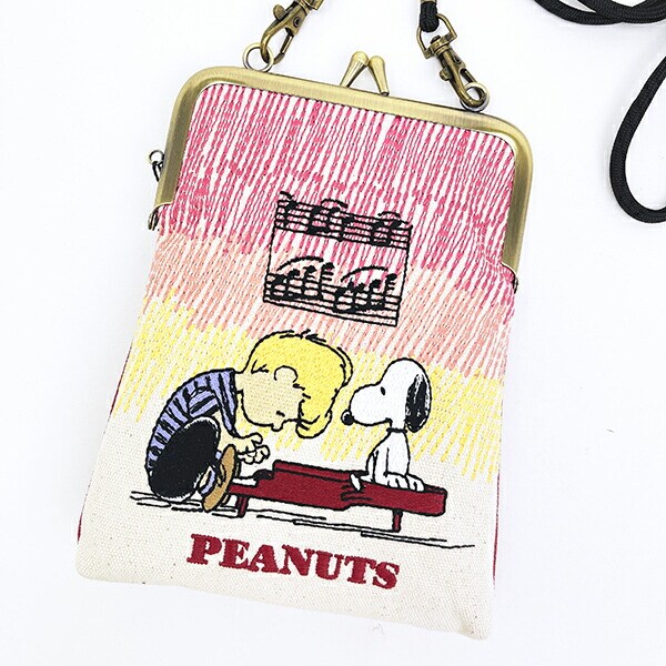 スヌーピー 畳刺繍ペンポーチ がま口 ピアノ SNOOPY