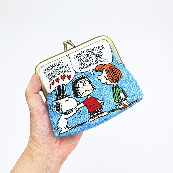 スヌーピー 畳刺繍ミニポーチ がま口 ハート SNOOPY