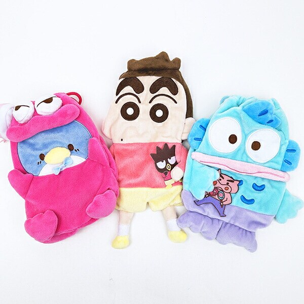 サンリオ バッドばつ丸 × クレヨンしんちゃん ぬいぐるみ巾着 sanrio