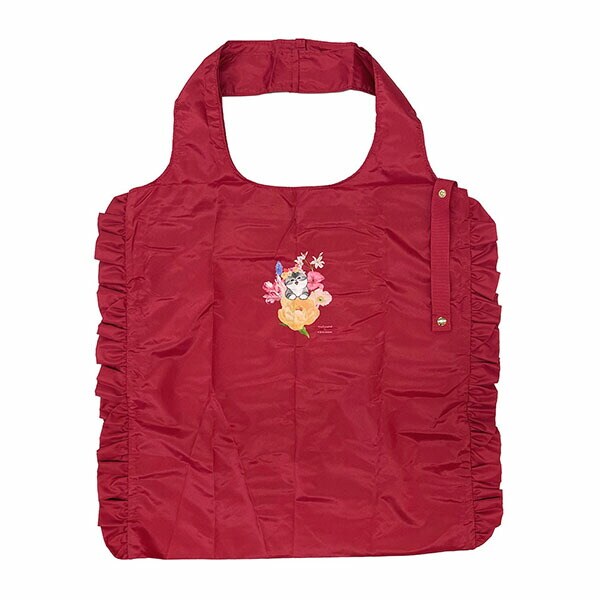 モフサンド × 日比谷花壇 エコバッグ Frilly レッド mofusand