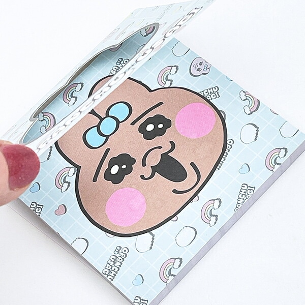 おぱんちゅうさぎ 窓付スクエアメモ (ブルー) 文具 日本製