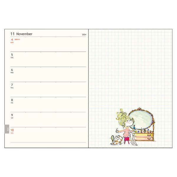 水森亜土 2024年手帳（B6） ストーリーブック スケジュール帳 週間ダイアリー ブルー 亜土ちゃん