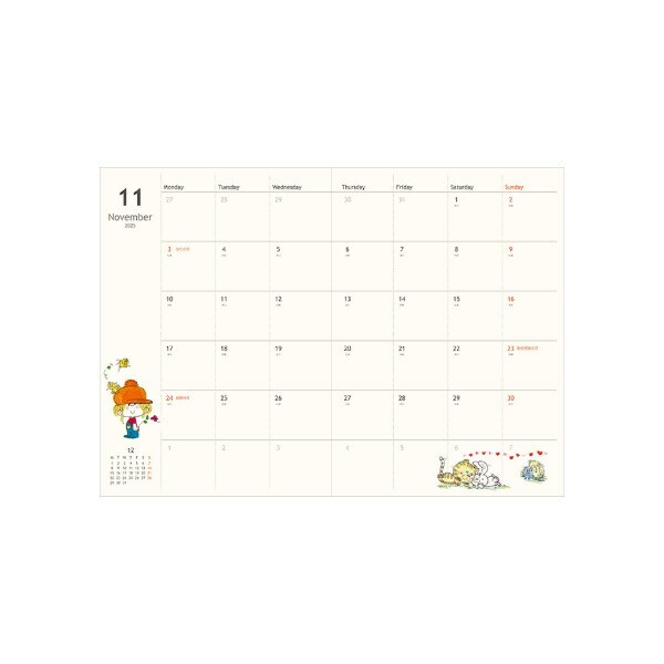 水森亜土 2025年 手帳 週間B6 ストーリーブック (ピンク) スケジュール帳 文具