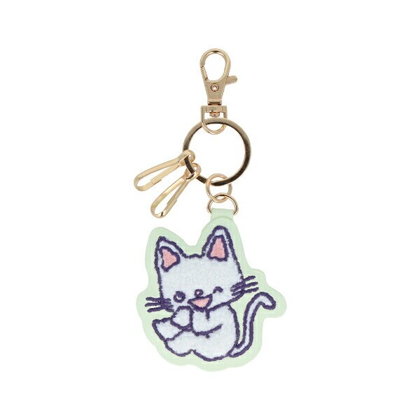 ノンタン サガラ刺繍キーリング ライトグリーン キーホルダー キーケース