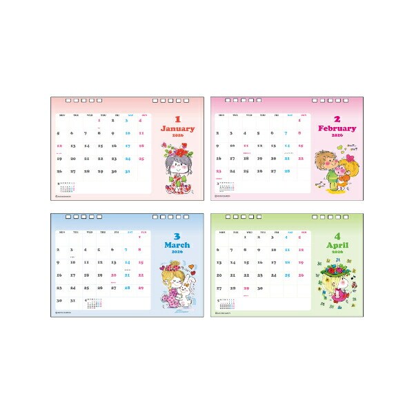 水森亜土 2026年 デスクカレンダー 日本製