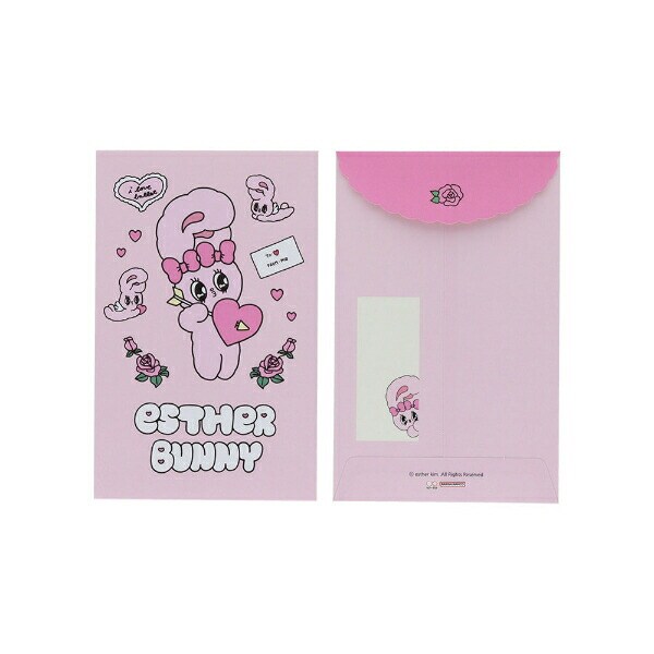 エスターバニー (Esther Bunny)  ダイカットミニレターセット ピンク 文具 日本製