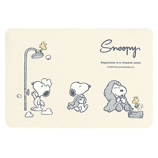 スヌーピー ソフト珪藻土 ハッピーバスタイム グレー バスマット SNOOPY