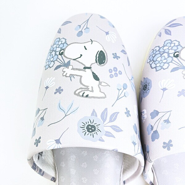 スヌーピー 拭けるPVCスリッパ グレー ブロッサム SNOOPY