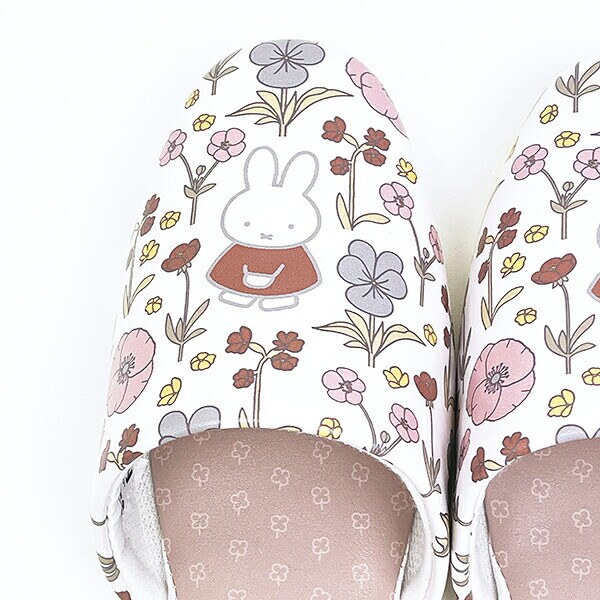 ミッフィー miffy 拭けるPVCスリッパ ブラウン フルフラワー