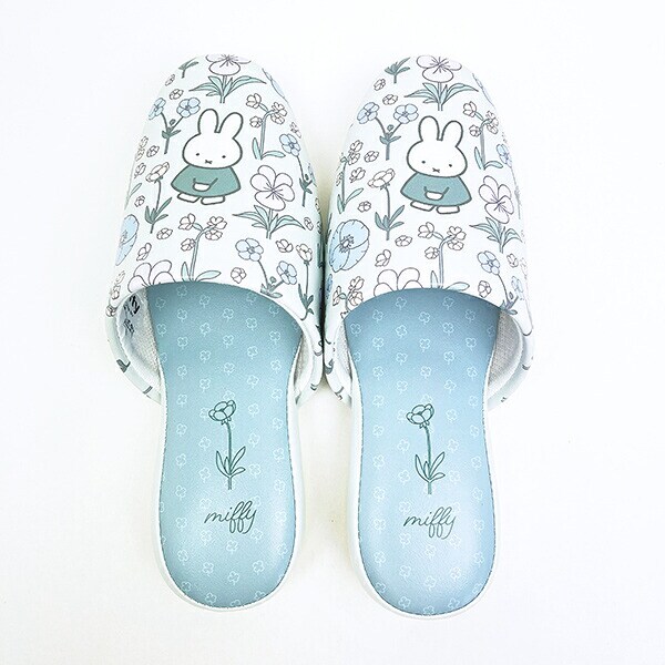 ミッフィー miffy 拭けるPVCスリッパ グリーン フルフラワー