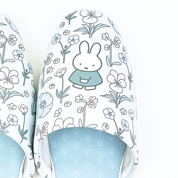 ミッフィー miffy 拭けるPVCスリッパ グリーン フルフラワー