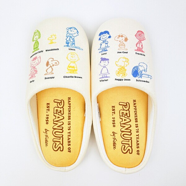 スヌーピー ルームシューズ スリッパ オールスター アイボリー キッチン PEANUTS 75th SNOOPY