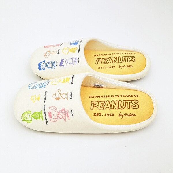 スヌーピー ルームシューズ スリッパ オールスター アイボリー キッチン PEANUTS 75th SNOOPY