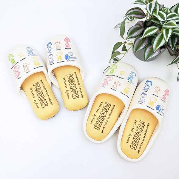 スヌーピー ルームシューズ スリッパ オールスター アイボリー キッチン PEANUTS 75th SNOOPY