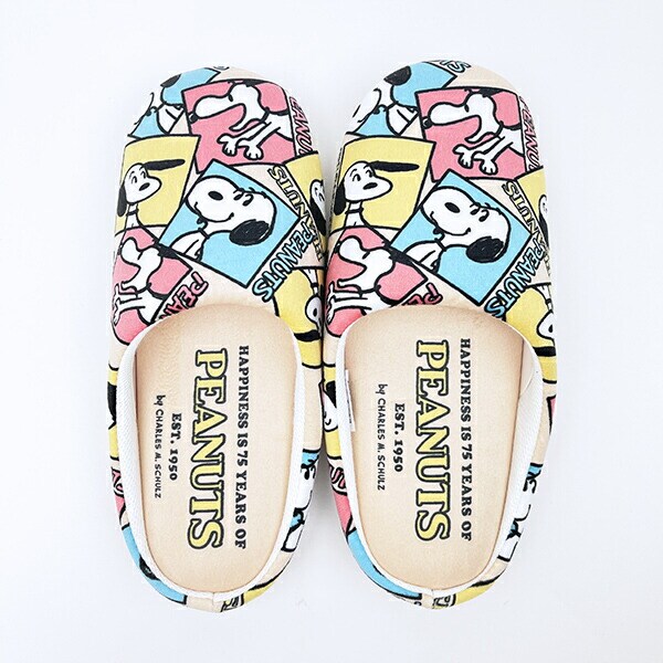 スヌーピー ルームシューズ スリッパ ベージュ キッチン PEANUTS 75th SNOOPY