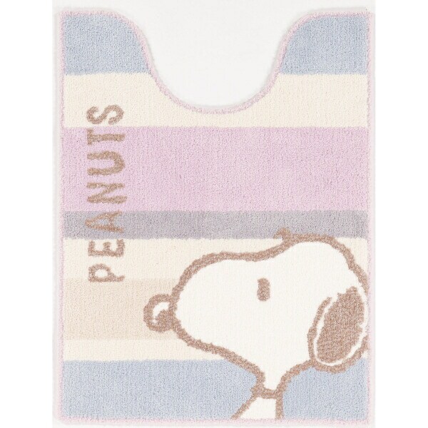スヌーピー ロングトイレマット くすみパステル ピンク トイレ用品 SNOOPY