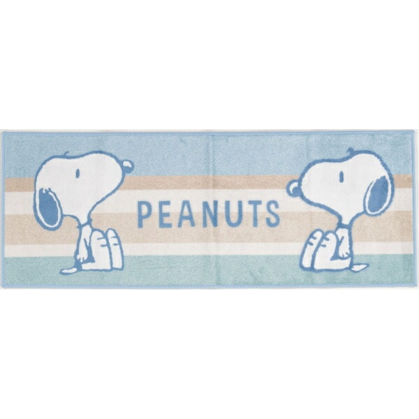 スヌーピー ロングマット【120cm】 くすみパステル ブルー ルームマット SNOOPY