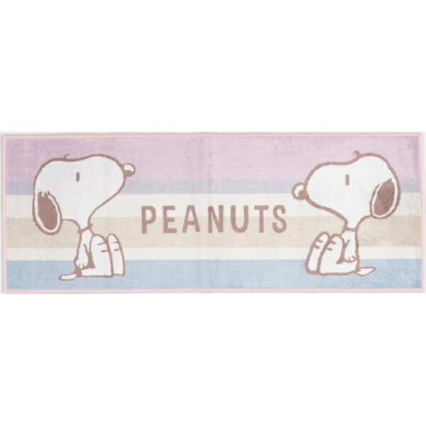 スヌーピー ロングマット【120cm】 くすみパステル ピンク ルームマット SNOOPY