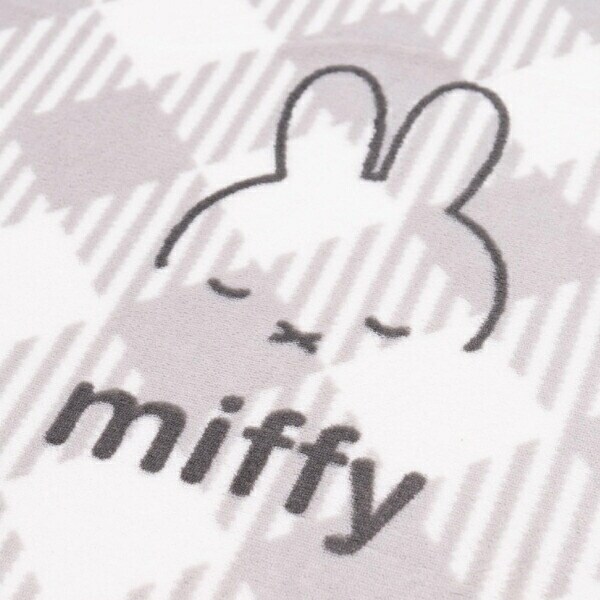 ミッフィー miffy ラグマット【180X180cm】 チェックライン グレー
