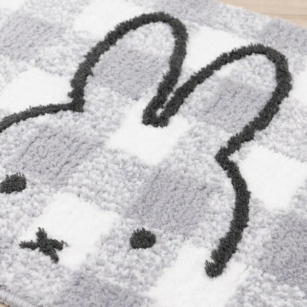 ミッフィー miffy チェックライン トイレマット グレー ポイントマット トイレ