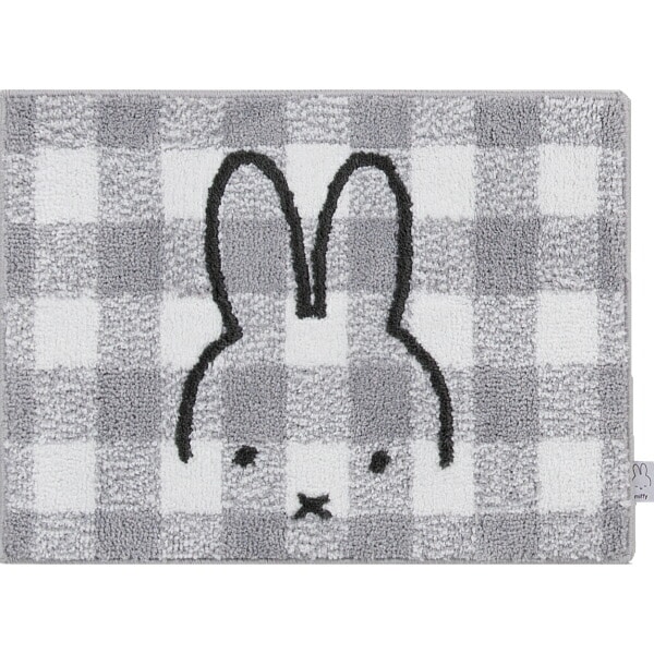 ミッフィー miffy チェックライン バスマット グレー バス用品 衛生用品