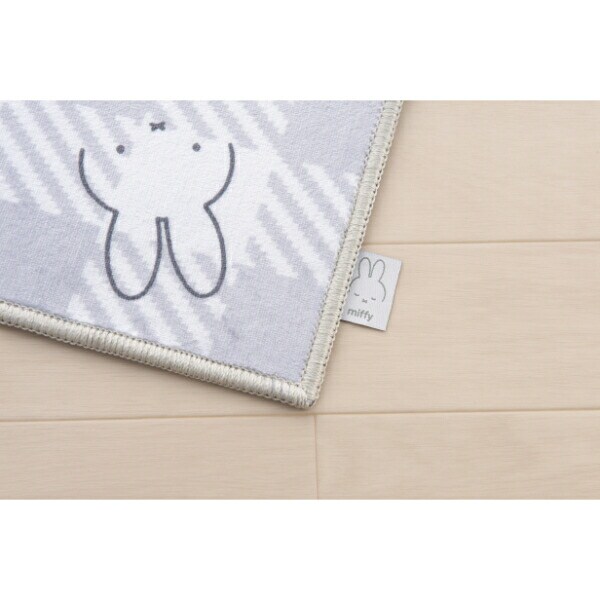 ミッフィー miffy チェックライン ロングマット【45×120cm】 グレー キッチン