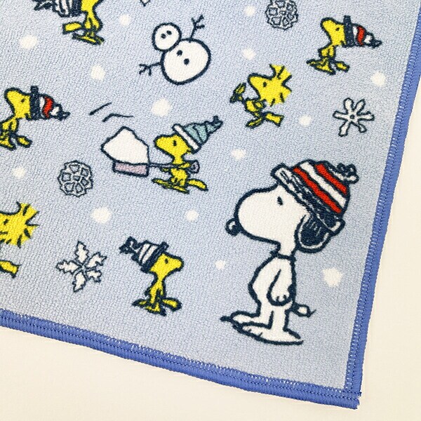 スヌーピー ウィンターウッドストック ミニタオル サックスブルー 西川 日本製 SNOOPY