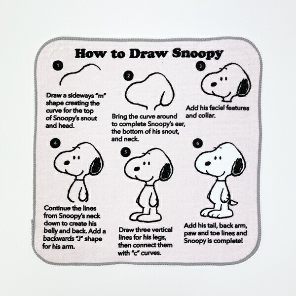 スヌーピー ドローイング柄 ミニタオル ピンク 西川 SNOOPY