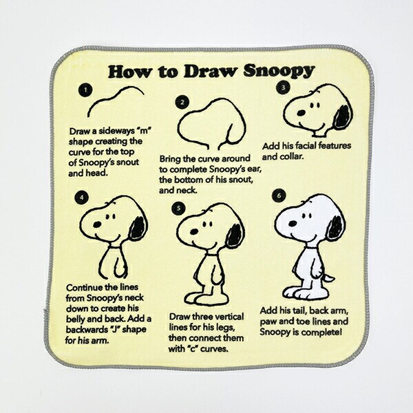 スヌーピー ドローイング柄 ミニタオル イエロー 西川 SNOOPY