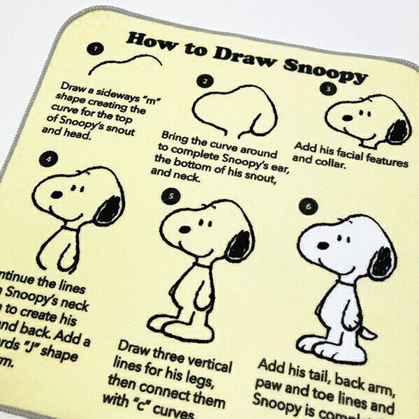 スヌーピー ドローイング柄 ミニタオル イエロー 西川 SNOOPY
