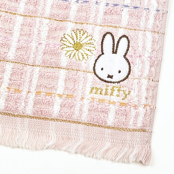 ミッフィー miffy ツイード ミニタオル (ピンク) ハンカチ  西川