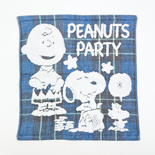 スヌーピー ウォッシュタオル ブルー チェック 今治タオル 西川 日本製 SNOOPY