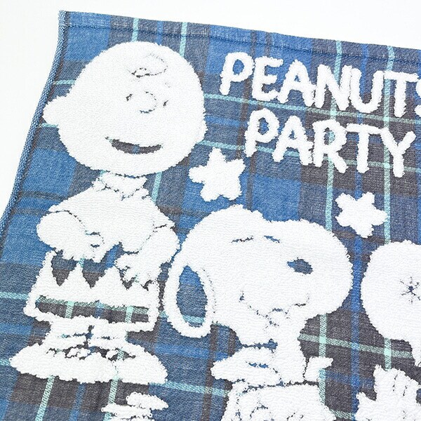 スヌーピー ウォッシュタオル ブルー チェック 今治タオル 西川 日本製 SNOOPY