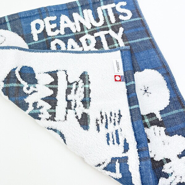 スヌーピー ウォッシュタオル ブルー チェック 今治タオル 西川 日本製 SNOOPY