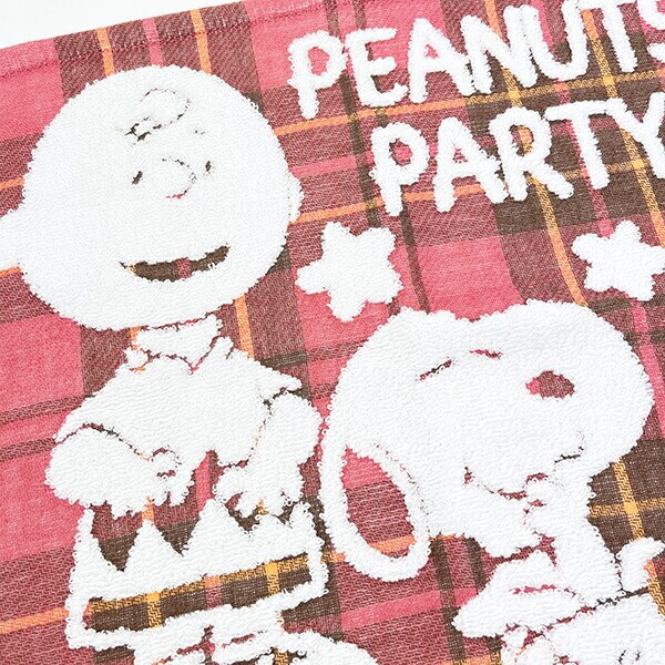 スヌーピー ウォッシュタオル レッド チェック 今治タオル 西川 日本製 SNOOPY