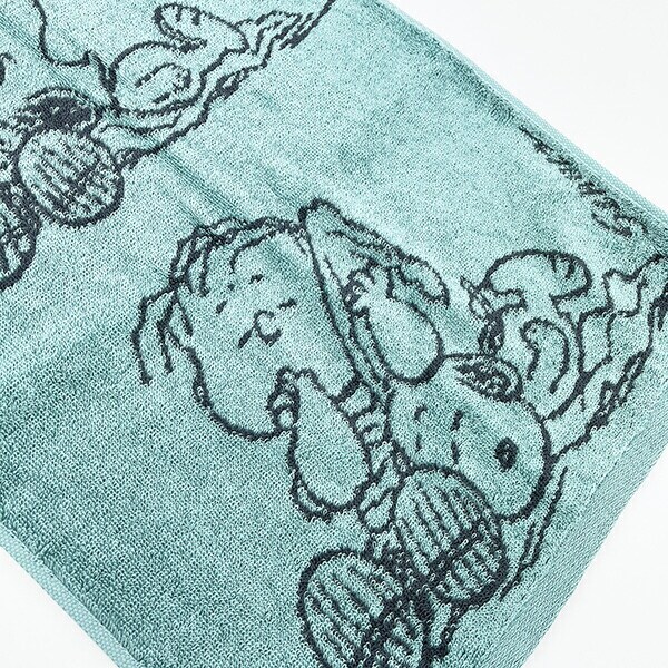 スヌーピー フェイスタオル グリーン ライナスの安心毛布 今治タオル 西川 日本製 SNOOPY