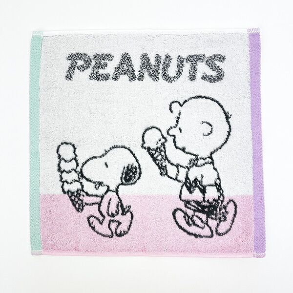 スヌーピー ウォッシュタオル ホワイト アイスクリーム 今治タオル 西川 日本製 SNOOPY