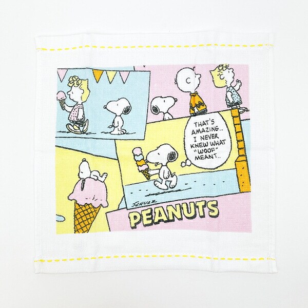 スヌーピー ふんわりガーゼタオル ミニタオル アイスクリーム ハンカチ 西川 SNOOPY