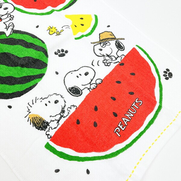 スヌーピー ふんわりガーゼタオル フェイスタオル スイカ 西川 SNOOPY