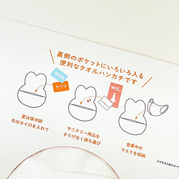 ミッフィー miffy ライオン ポケット付きダイカットタオル ハンカチ 西川