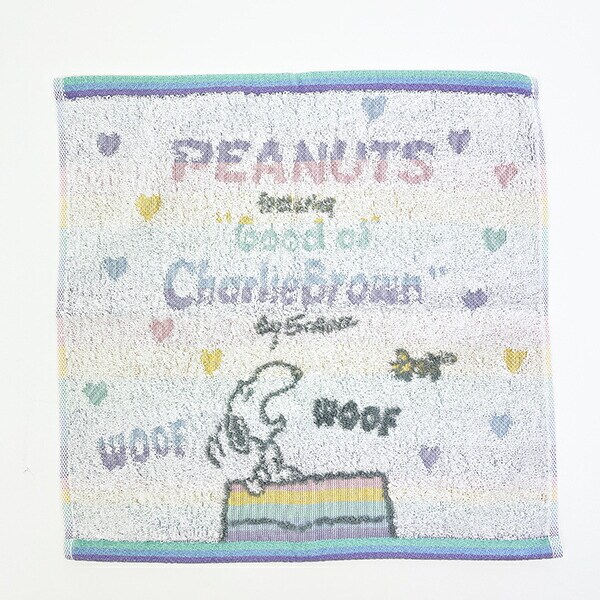 スヌーピー ウォッシュタオル ホワイト レインボー 西川 日本製 SNOOPY