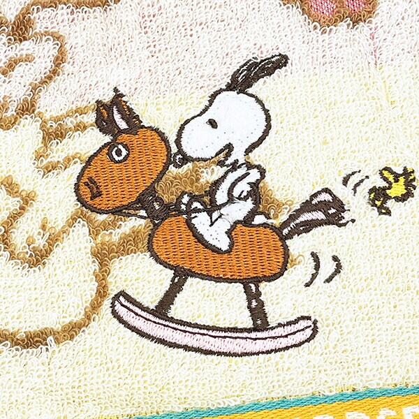 スヌーピー ウォッシュタオル Zodiac horse(午) アイボリー ハンカチ 西川 SNOOPY
