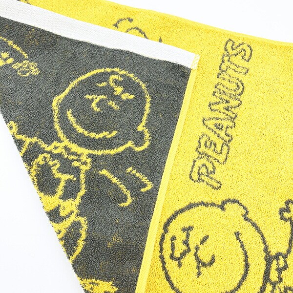 スヌーピー フェイスタオル ダンス柄(イエロー) 西川 日本製 SNOOPY