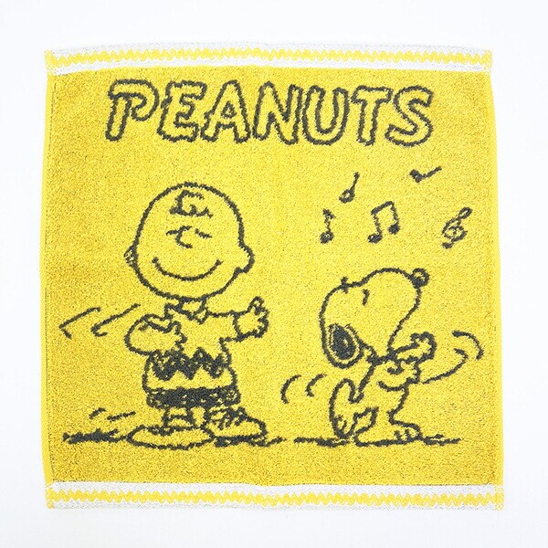 スヌーピー ウォッシュタオル ダンス柄(イエロー) ハンカチ 西川 日本製 SNOOPY