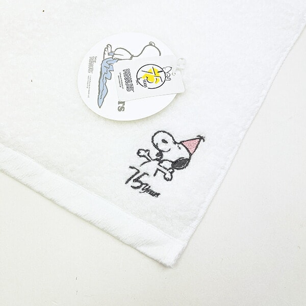 スヌーピー PEANUTS 75th かるわた フェイスタオル ホワイト 今治 日本製 西川 SNOOPY